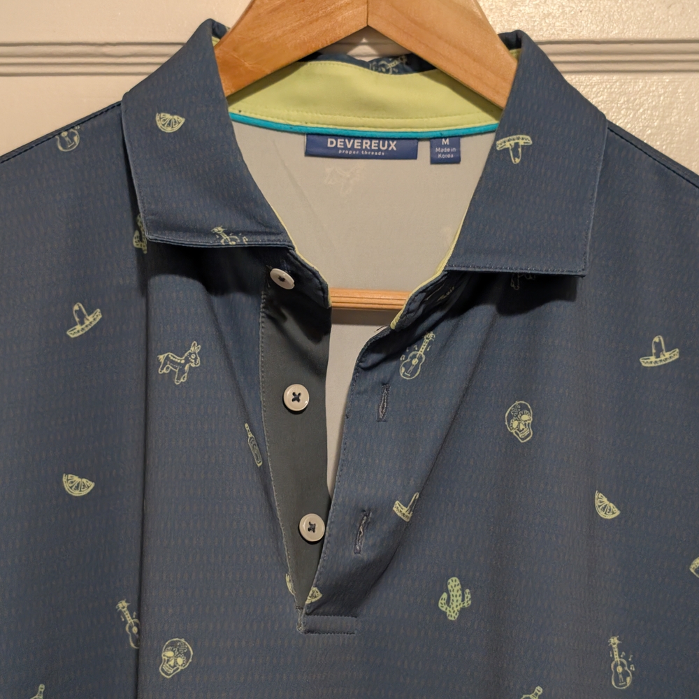 Blue Polo Shirt with Unique Pattern